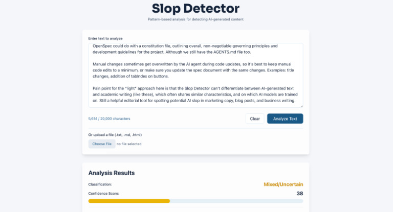 Slop Detector